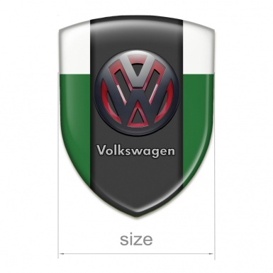 VW Self Adhesive Car logo Emblem Green White Print with Two Tone 3D Logo 