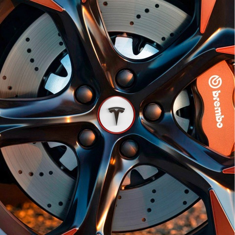 Tesla Wheel Emblems for Center Cap Shadow Logo