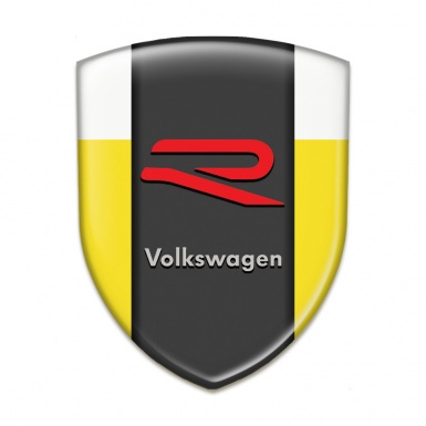 VW Car Accessories Badge Yellow White Background and R Logo Version 