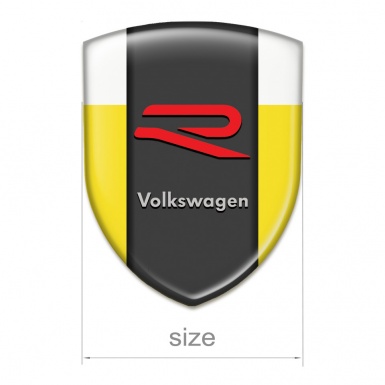 VW Car Accessories Badge Yellow White Background and R Logo Version 