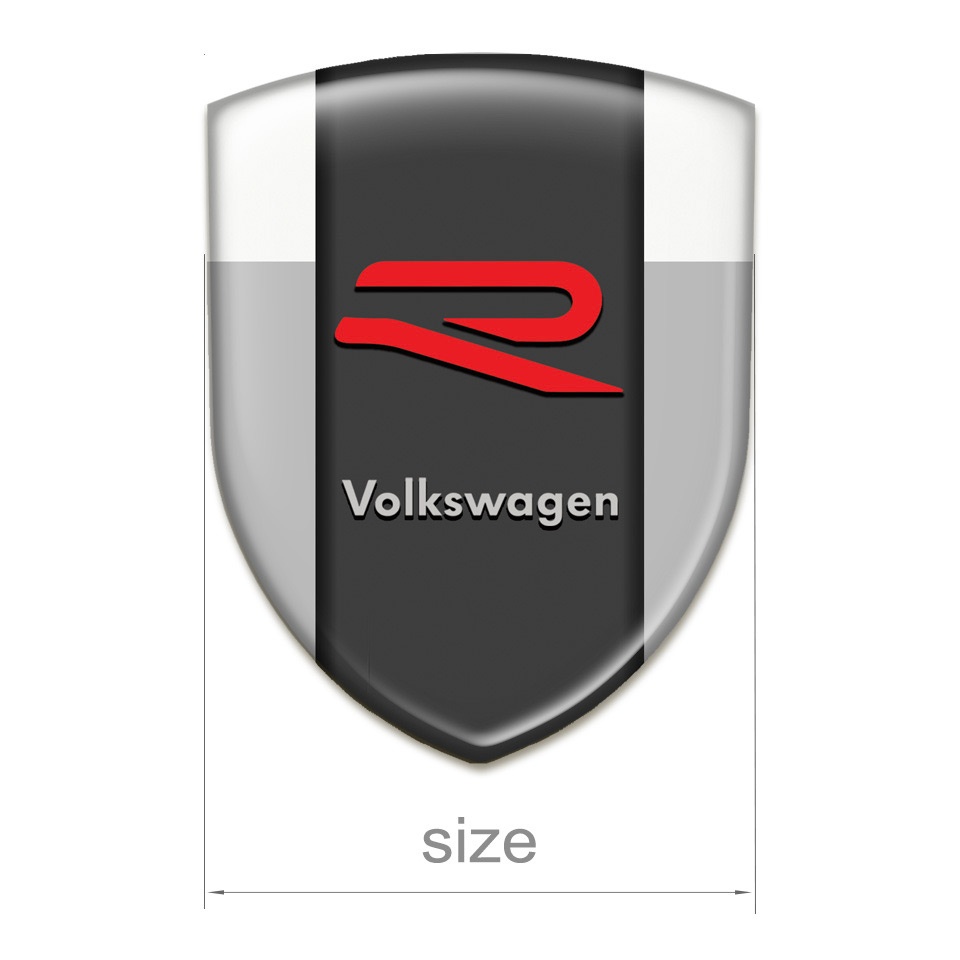 VW Self Adhesive Car logo Emblem Grey White Print and R Logo | Domed ...