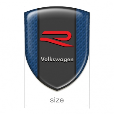 VW Car Interior Badge Navy Blue Carbon with R Logo 