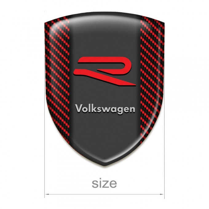 VW Tuning Emblem Red carbon with R Logo | Domed Emblems | Stickers | X ...
