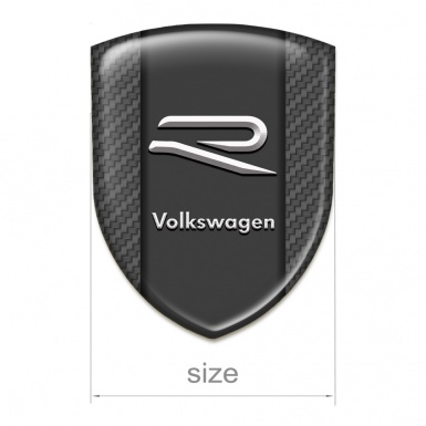 VW Car Interior Badge Dark Carbon Grey R Logo 