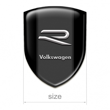 VW Silicone Badge Black Base Grey R Logo 