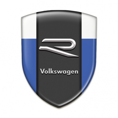 VW 3D Gel Emblem Blue White Print Grey R Logo 