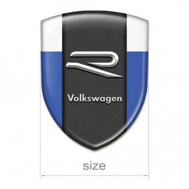 VW 3D Gel Emblem Blue White Print Grey R Logo 