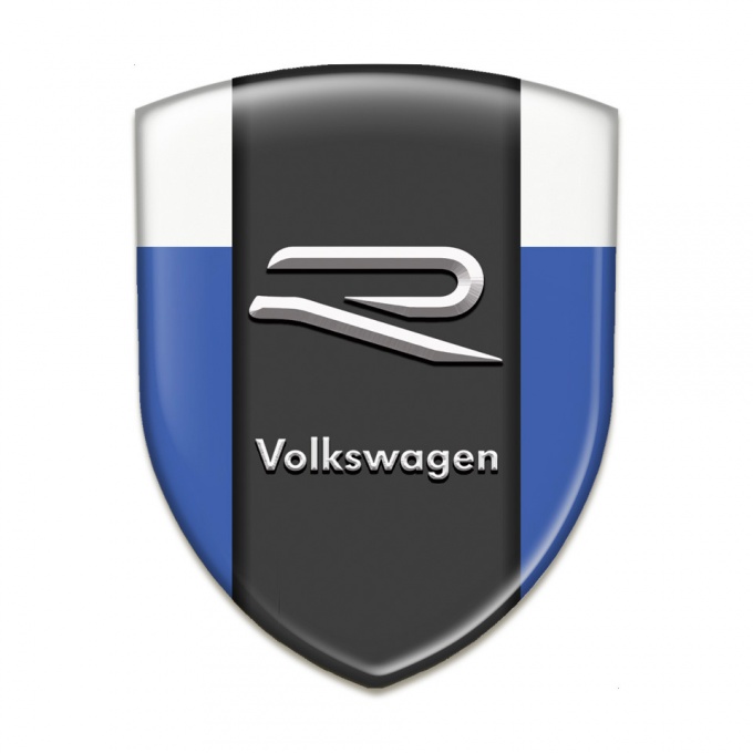 VW 3D Gel Emblem Blue White Print Grey R Logo 