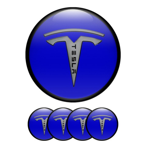 Tesla Wheel Stickers Center Cap Navy
