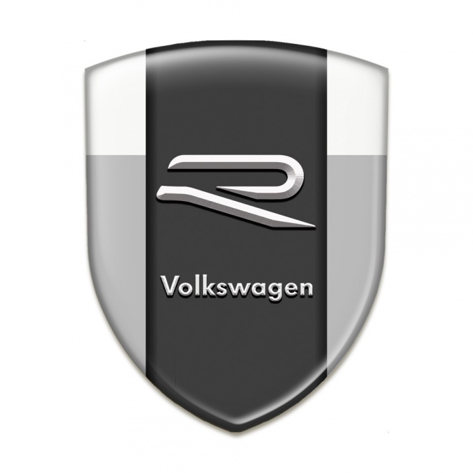 VW Emblem Exterior Grey White Base R Logo Style