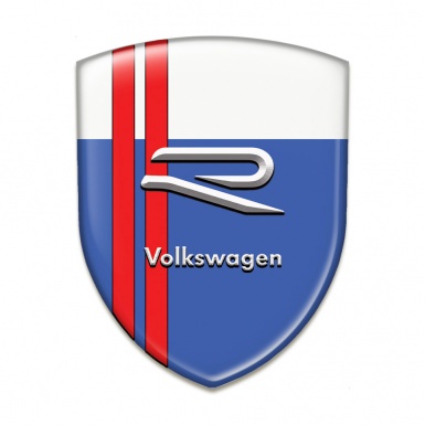 VW Self Adhesive Car logo Emblem Blue White Base Red Lines Design 