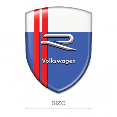 VW Self Adhesive Car logo Emblem Blue White Base Red Lines Design 