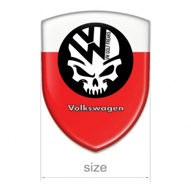 VW Logo Emblem Red White Base Skull Logo 