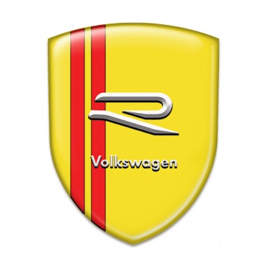 VW Tuning Emblem Yellow Print Red Stripes Design 