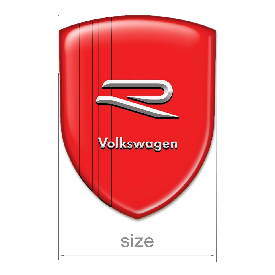 VW Emblem Exterior Red Design R Logo | Domed Emblems | Stickers | X-Sticker