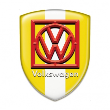 VW Self Adhesive Emblem Logo Yellow White Background Red Frame Logo 