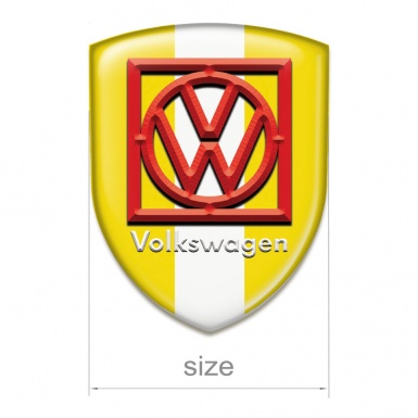 VW Self Adhesive Emblem Logo Yellow White Background Red Frame Logo 