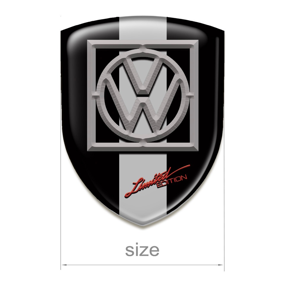 VW Tuning Emblem Black with Grey Ribbon Limited Edition style | Domed ...