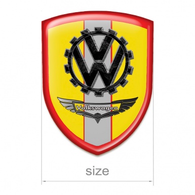 VW Tuning Emblem Yellow Base Red Outline Design Bird Logo Effect 