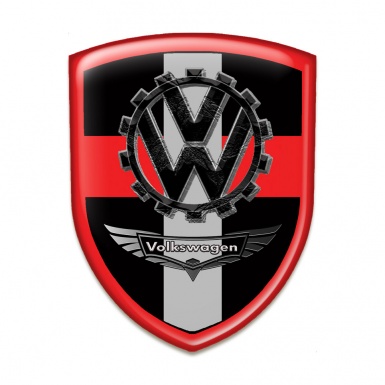 VW Tuning Emblem Black Base with Colored Cross Design 