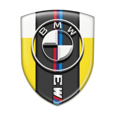 BMW M3 Self Adhesive Car logo Emblem Yellow White Background Version 