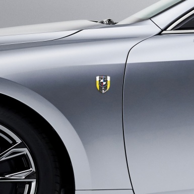 BMW M3 Self Adhesive Car logo Emblem Yellow White Background Version 