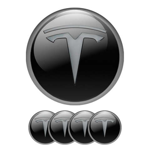 Tesla Wheel Emblems Center Cap 3D Black