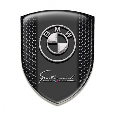 BMW Auto Emblem Black Honeycomb Base Stone Logo Style 
