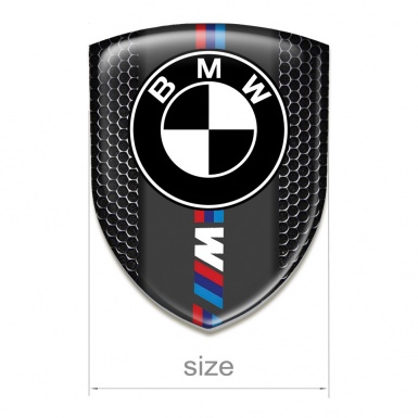 BMW M 3D Gel Emblem Perforated Steel Base Black Logo 
