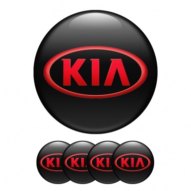Kia Wheel Center Cap Domed Stickers Black and Red