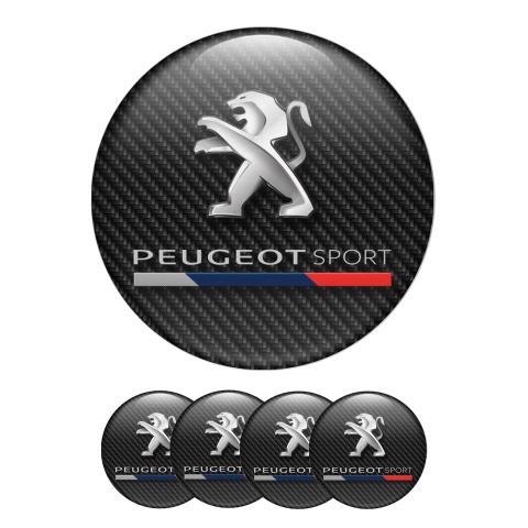 Peugeot Sport Wheel Center Emblem Stickers Carbon