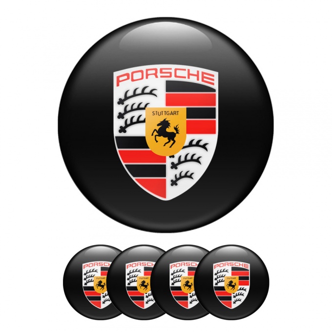 Porsche Wheel Emblem Stickers Center Cap Black