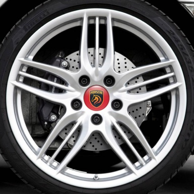 Porsche Wheel Center Emblems Designer Red Edition
