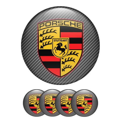 Porsche Wheel Emblems Center Cap Aggressive Red Carbon