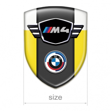 BMW M4 Emblem Badge Logo Yellow White Design 