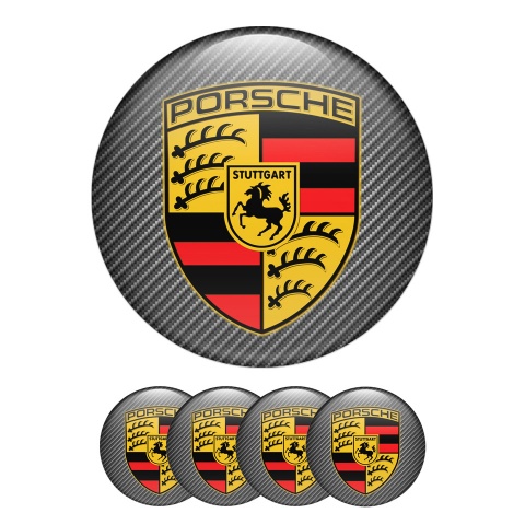 Porsche Wheel Emblems Center Cap Aggressive Yellow Carbon