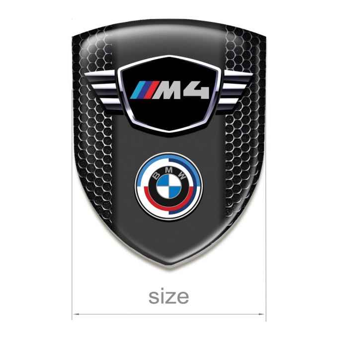 BMW M4 Self Adhesive Car logo Emblem Black Honeycomb Pattern | Domed ...