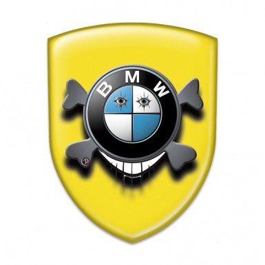 BMW Domed Emblem Racing Edition Yellow base and Smile Logo 