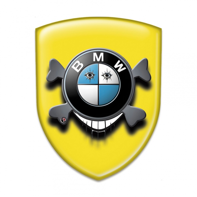 BMW Domed Emblem Racing Edition Yellow base and Smile Logo 