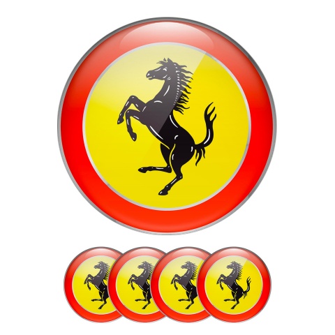 Ferrari Wheel Emblems Center Cap Simple Yellow Logo