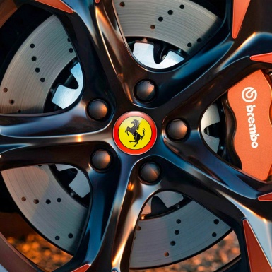 Ferrari Wheel Emblems Center Caps Simple Yellow Logo