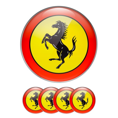 Ferrari Wheel Emblems Center Caps Simple Yellow Logo