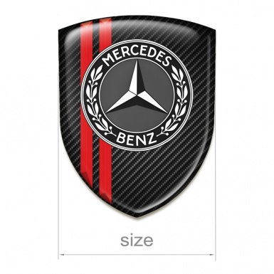 Mercedes Benz Silicone Badge Black carbon with Red lines Design 