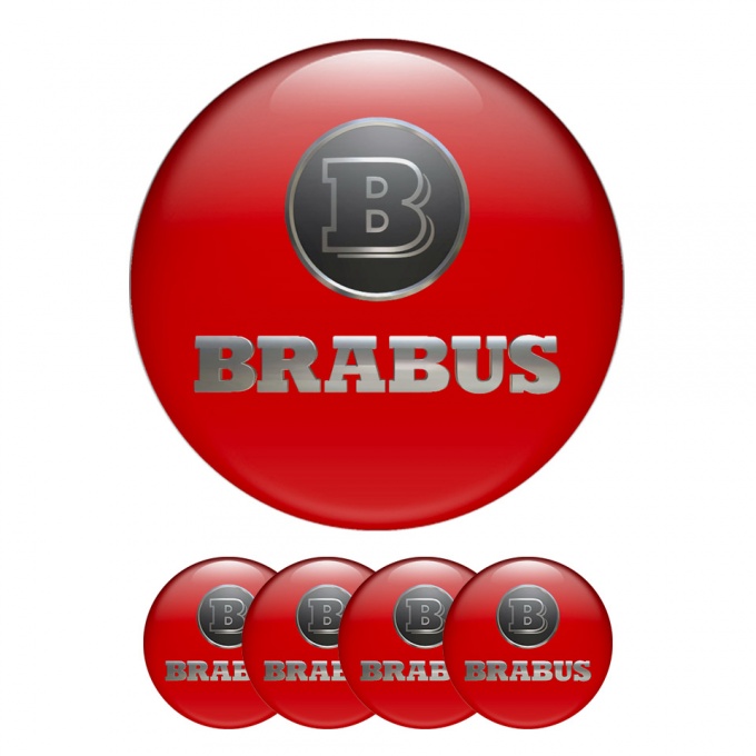Mercedes Brabus Wheel Emblems Center Cap Red Metal Logo