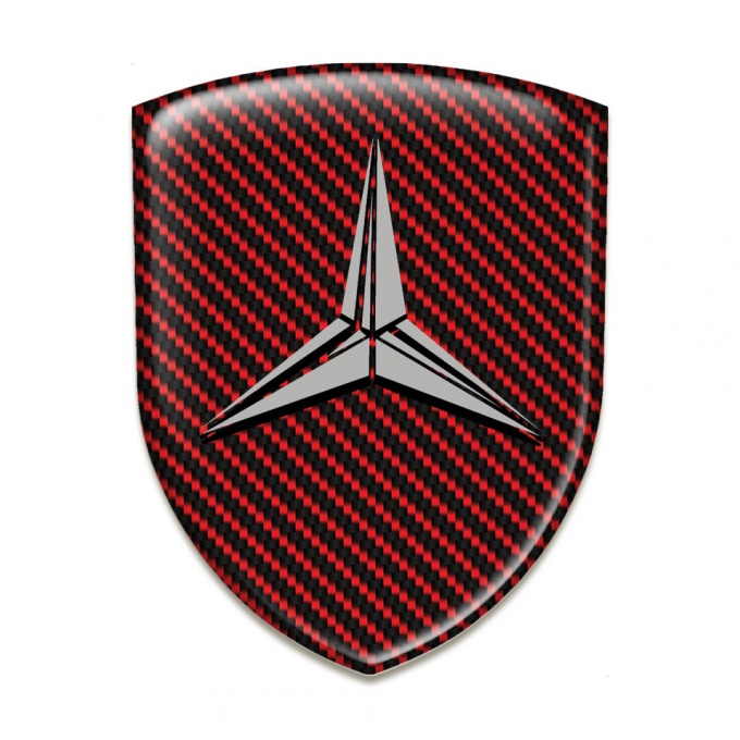Mercedes Domed Emblem Red Carbon Grey Logo Design 
