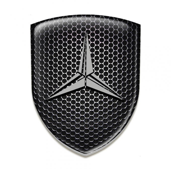 Mercedes Resin Sticker Perforated Steel base Grey Logo