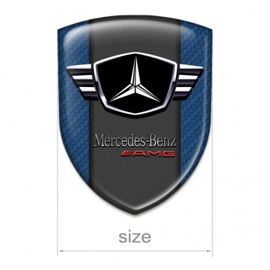 Mercedes Car Accessories Badge Navy Blue Carbon Base Winged logo 