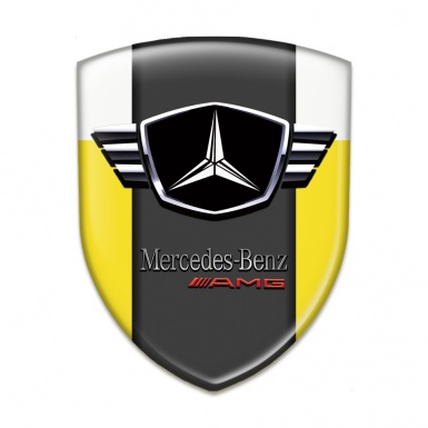 Mercedes Car Interior Badge Yellow White Base Winged logo 