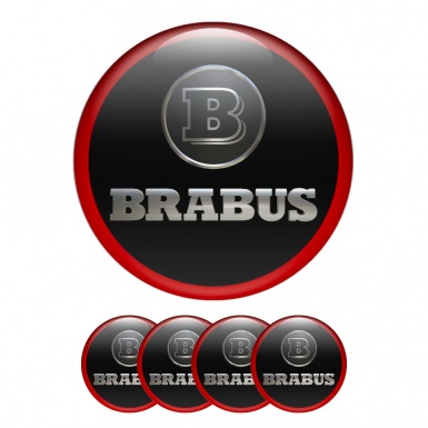 Mercedes Brabus Wheel Emblems Center Cap Black Red Ring