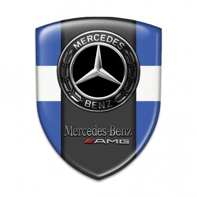 Mercedes AMG Silicone Car Decal Badge Blue with White Tape Design 